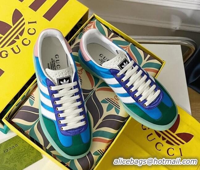 Low Cost Gucci x Adidas Gazelle Silk Sneakers Light Blue/Green 021362