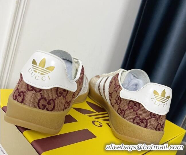 Top Design Gucci x Adidas Gazelle GG Canvas Sneakers Brown/White 021363