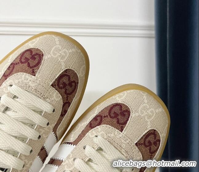 Top Design Gucci x Adidas Gazelle GG Canvas Sneakers Brown/White 021363