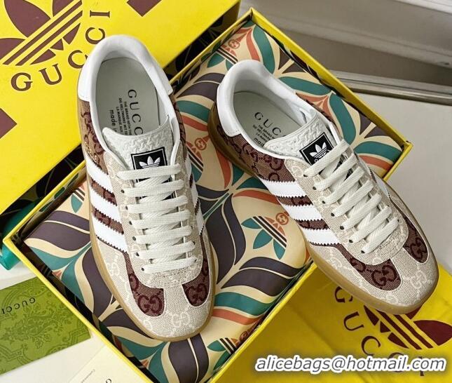 Top Design Gucci x Adidas Gazelle GG Canvas Sneakers Brown/White 021363