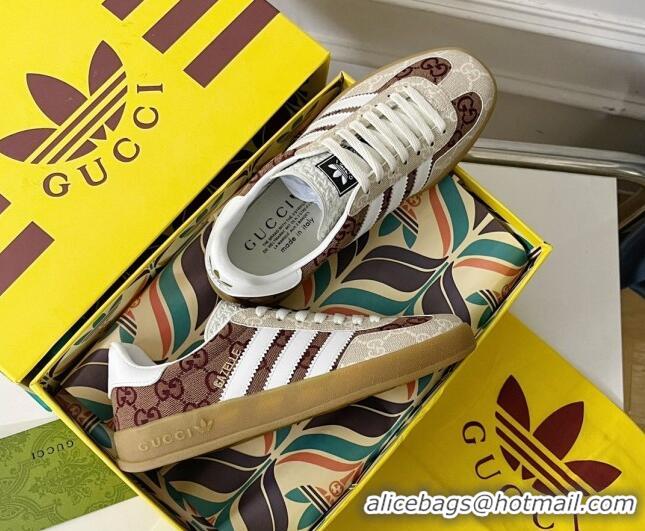 Top Design Gucci x Adidas Gazelle GG Canvas Sneakers Brown/White 021363