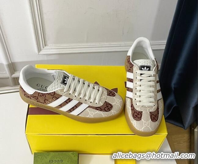 Top Design Gucci x Adidas Gazelle GG Canvas Sneakers Brown/White 021363