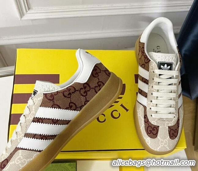 Top Design Gucci x Adidas Gazelle GG Canvas Sneakers Brown/White 021363