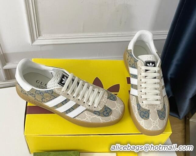 Stylish Gucci x Adidas Gazelle GG Canvas Sneakers Grey 021364