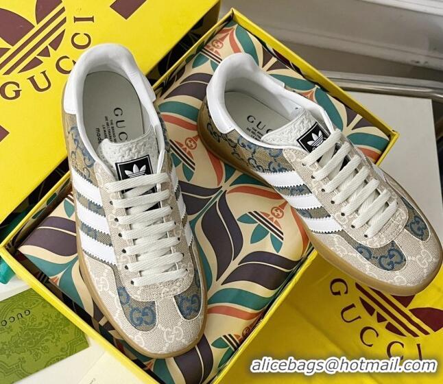 Stylish Gucci x Adidas Gazelle GG Canvas Sneakers Grey 021364