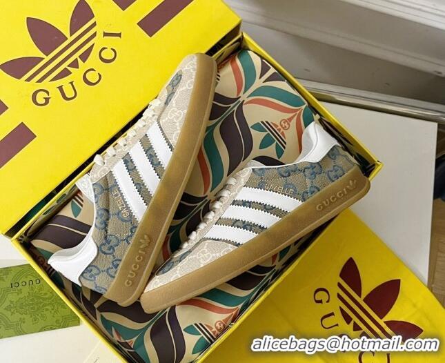 Stylish Gucci x Adidas Gazelle GG Canvas Sneakers Grey 021364