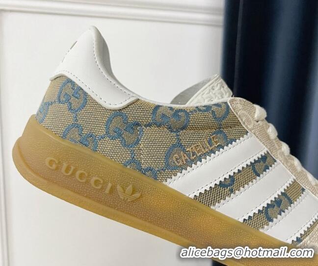 Stylish Gucci x Adidas Gazelle GG Canvas Sneakers Grey 021364