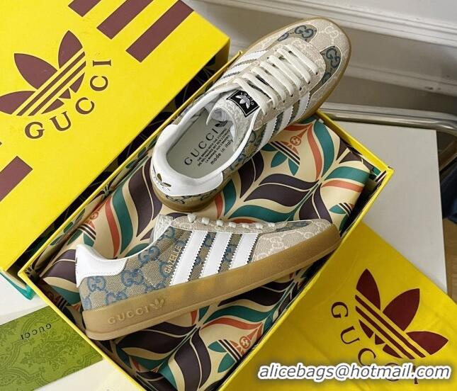 Stylish Gucci x Adidas Gazelle GG Canvas Sneakers Grey 021364