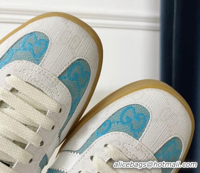 Luxury Gucci x Adidas Gazelle GG Canvas Sneakers Light Blue 021365