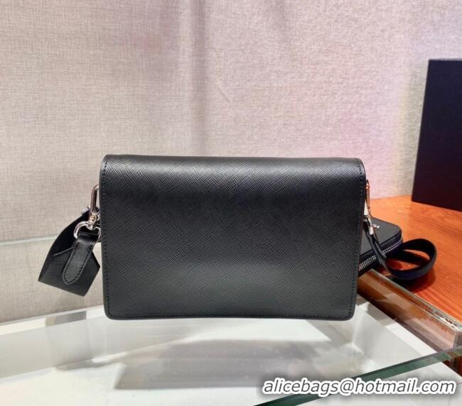 Trendy Design Prada Saffiano Leather Mini Envelope Bag 1BP020 Black 2021