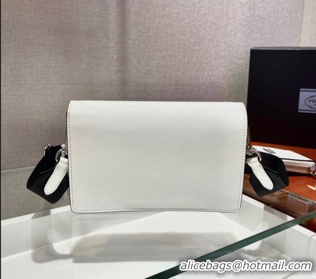 Inexpensive Prada Saffiano Leather Mini Envelope Bag 1BP020 White 2021