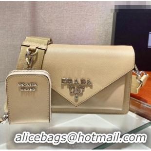 Top Grade Prada Saffiano Leather Mini Envelope Bag 1BP020 Beige 2021