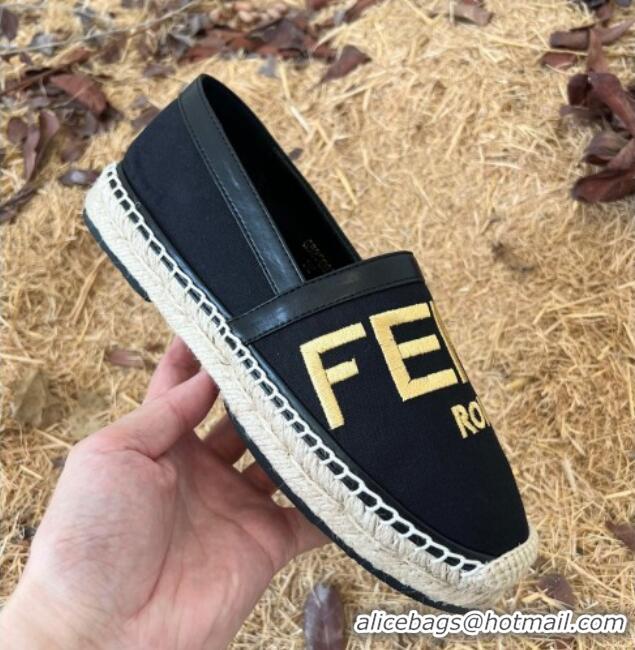 Discount Fendi Espadrilles Black/Gold 128461 