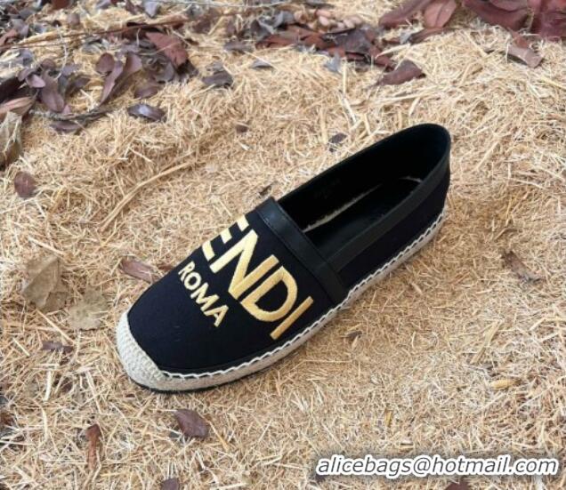 Discount Fendi Espadrilles Black/Gold 128461 