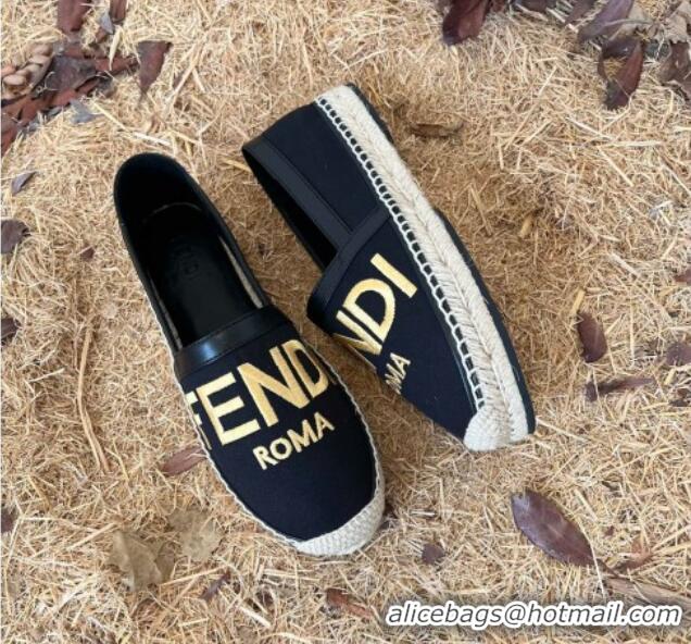 Discount Fendi Espadrilles Black/Gold 128461 