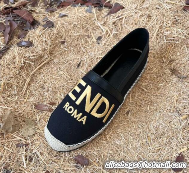 Discount Fendi Espadrilles Black/Gold 128461 