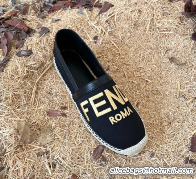 Discount Fendi Espadrilles Black/Gold 128461 