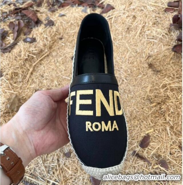 Discount Fendi Espadrilles Black/Gold 128461 