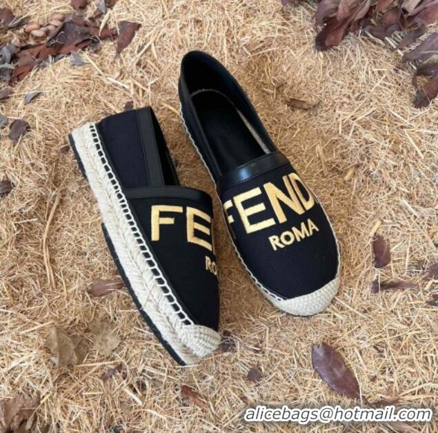 Discount Fendi Espadrilles Black/Gold 128461 