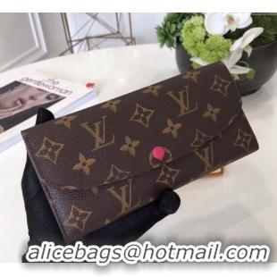 Free Shipping Louis Vuitton Monogram Canvas Emilie Wallet M60697 Dark Pink 2022