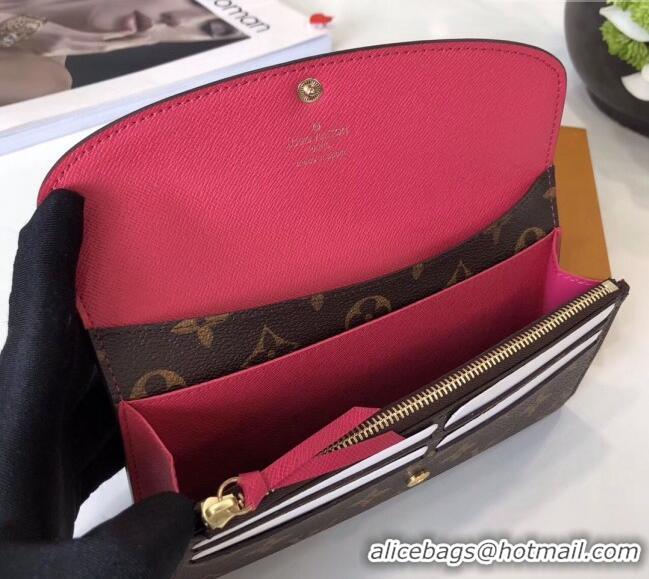 Free Shipping Louis Vuitton Monogram Canvas Emilie Wallet M60697 Dark Pink 2022