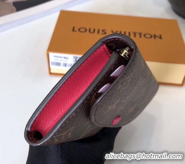 Free Shipping Louis Vuitton Monogram Canvas Emilie Wallet M60697 Dark Pink 2022