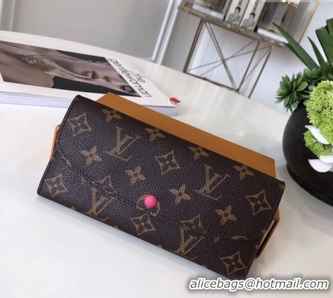 Free Shipping Louis Vuitton Monogram Canvas Emilie Wallet M60697 Dark Pink 2022