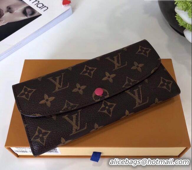 Free Shipping Louis Vuitton Monogram Canvas Emilie Wallet M60697 Dark Pink 2022