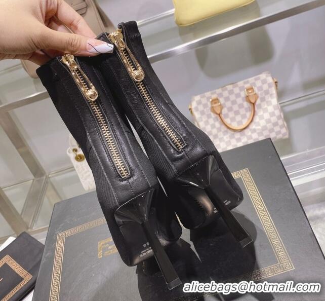 Best Grade Versace x Fendi Fendace Ankle Boots 10cm in Fabric and Crystal Black 122350