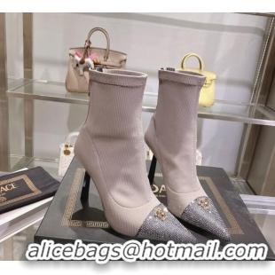 Good Product Versace x Fendi Fendace Ankle Boots 10cm in Fabric and Crystal Grey 122351