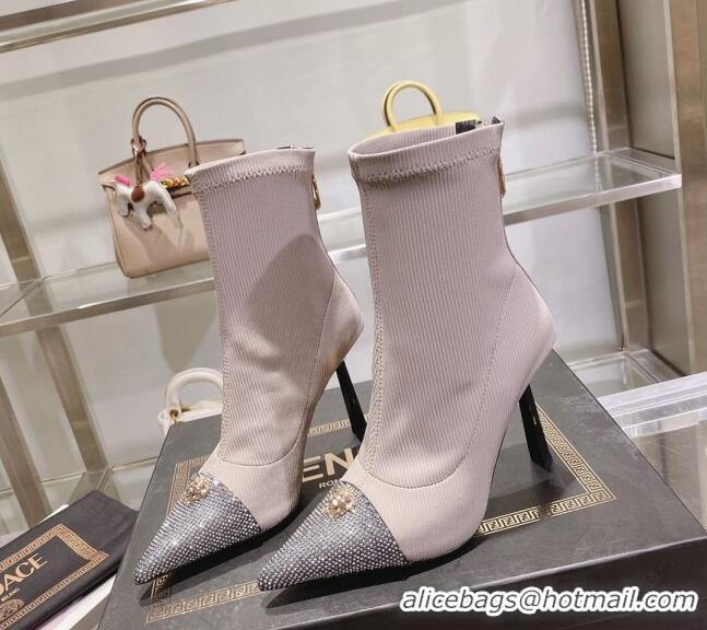 Good Product Versace x Fendi Fendace Ankle Boots 10cm in Fabric and Crystal Grey 122351