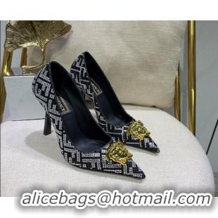 Unique Style Versace x Fendi Fendace Medusa Crystals High Heel Pumps 10.5cm Silver/Black 122604