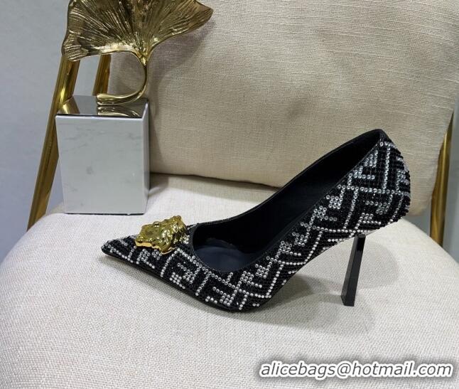 Unique Style Versace x Fendi Fendace Medusa Crystals High Heel Pumps 10.5cm Silver/Black 122604