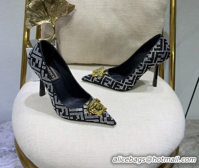 Unique Style Versace x Fendi Fendace Medusa Crystals High Heel Pumps 10.5cm Silver/Black 122604