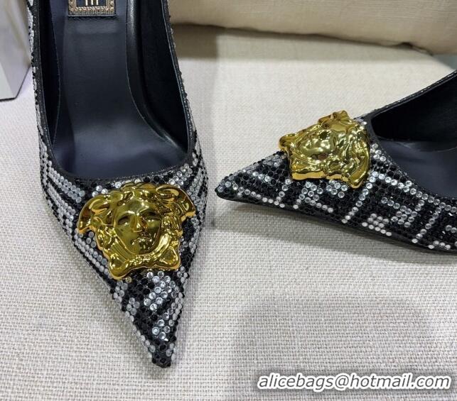 Unique Style Versace x Fendi Fendace Medusa Crystals High Heel Pumps 10.5cm Silver/Black 122604