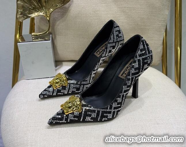 Unique Style Versace x Fendi Fendace Medusa Crystals High Heel Pumps 10.5cm Silver/Black 122604