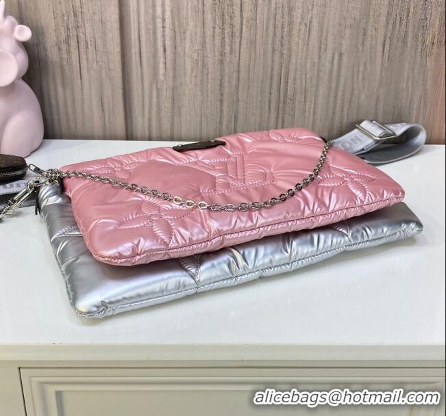 Affordable Price Louis Vuitton LV Pillow Maxi Multi Pochette Accessoires Bag in Nylon M21056 Silver/Pale Pink 2022