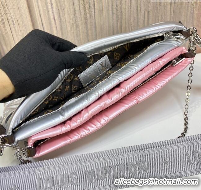 Affordable Price Louis Vuitton LV Pillow Maxi Multi Pochette Accessoires Bag in Nylon M21056 Silver/Pale Pink 2022