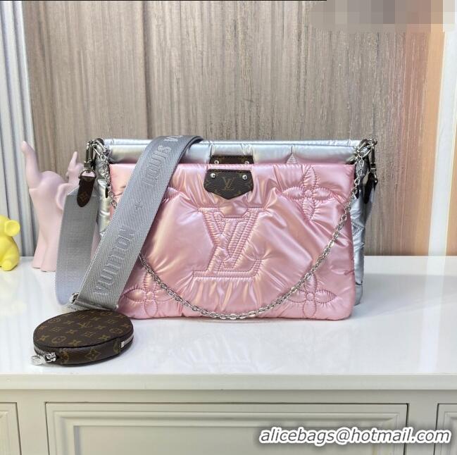 Affordable Price Louis Vuitton LV Pillow Maxi Multi Pochette Accessoires Bag in Nylon M21056 Silver/Pale Pink 2022