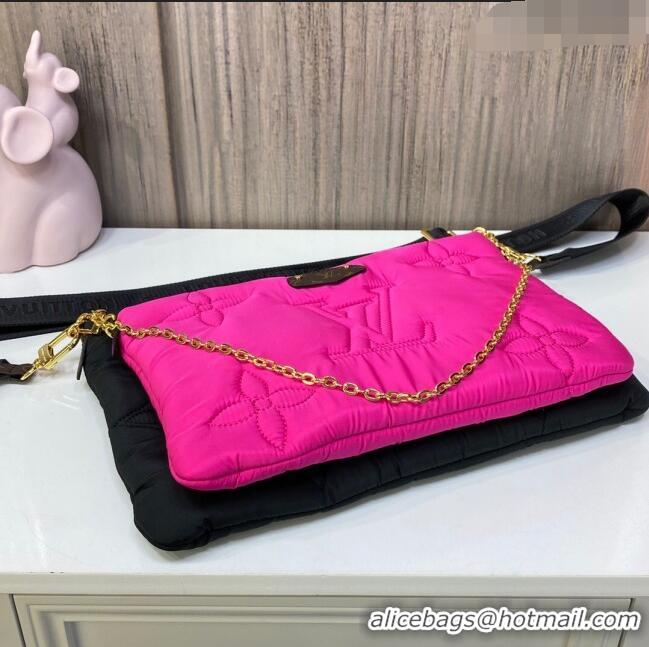 Promotional Louis Vuitton LV Pillow Maxi Multi Pochette Accessoires Bag in Nylon M59877 Black/Dark Pink 2022