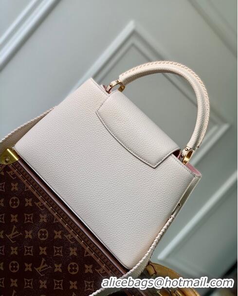 Famous Brand Louis Vuitton Capucines MM Bag in Taurillon Calfskin M21127 Cream White/Pink 2023