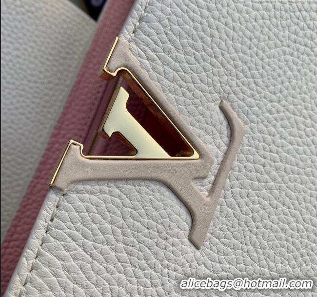 Famous Brand Louis Vuitton Capucines MM Bag in Taurillon Calfskin M21127 Cream White/Pink 2023