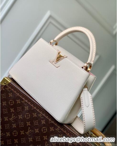 Famous Brand Louis Vuitton Capucines MM Bag in Taurillon Calfskin M21127 Cream White/Pink 2023