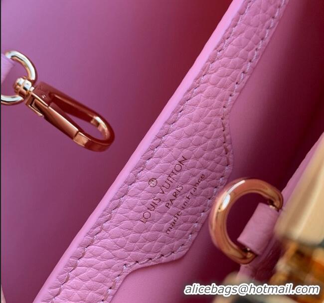 Famous Brand Louis Vuitton Capucines MM Bag in Taurillon Calfskin M21127 Cream White/Pink 2023