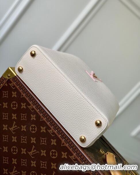 Promotional Louis Vuitton Capucines BB Bag in Taurillon Calfskin M21127 Cream White/Pink 2023