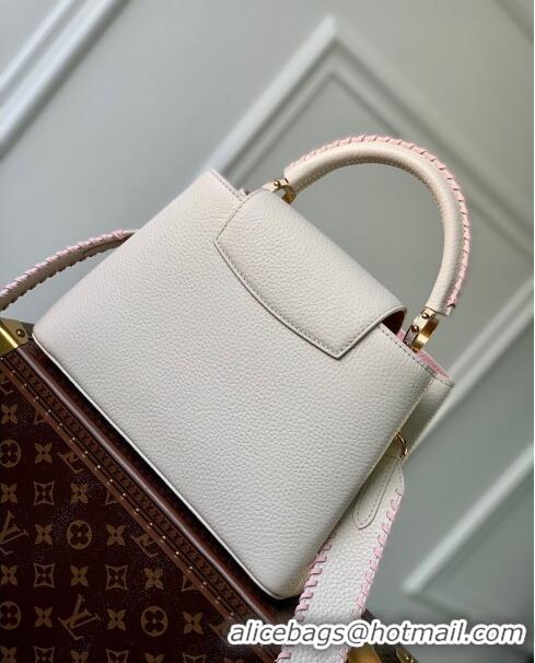 Promotional Louis Vuitton Capucines BB Bag in Taurillon Calfskin M21127 Cream White/Pink 2023