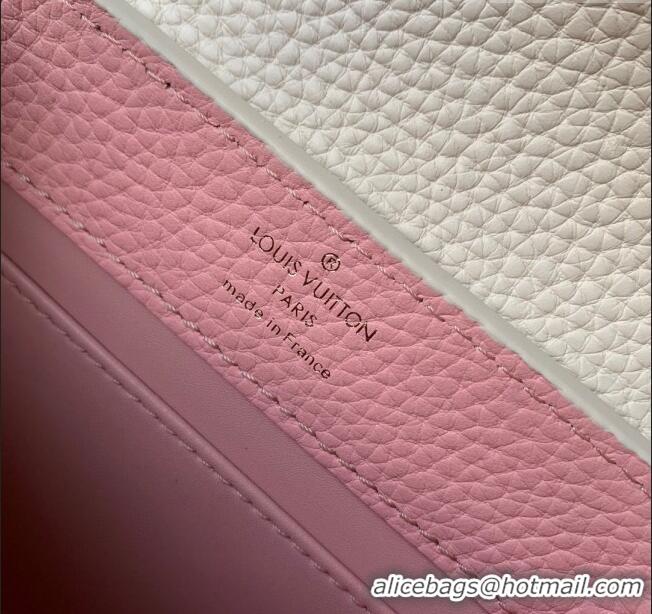 Reasonable Price Louis Vuitton Capucines Mini Bag in Taurillon Calfskin M21127 Cream White/Pink 2023