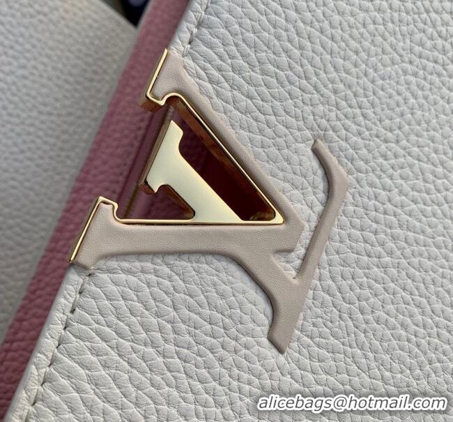 Reasonable Price Louis Vuitton Capucines Mini Bag in Taurillon Calfskin M21127 Cream White/Pink 2023