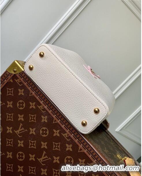 Reasonable Price Louis Vuitton Capucines Mini Bag in Taurillon Calfskin M21127 Cream White/Pink 2023