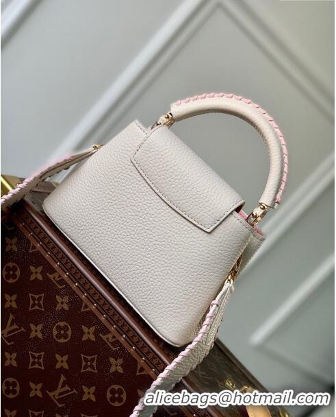 Reasonable Price Louis Vuitton Capucines Mini Bag in Taurillon Calfskin M21127 Cream White/Pink 2023